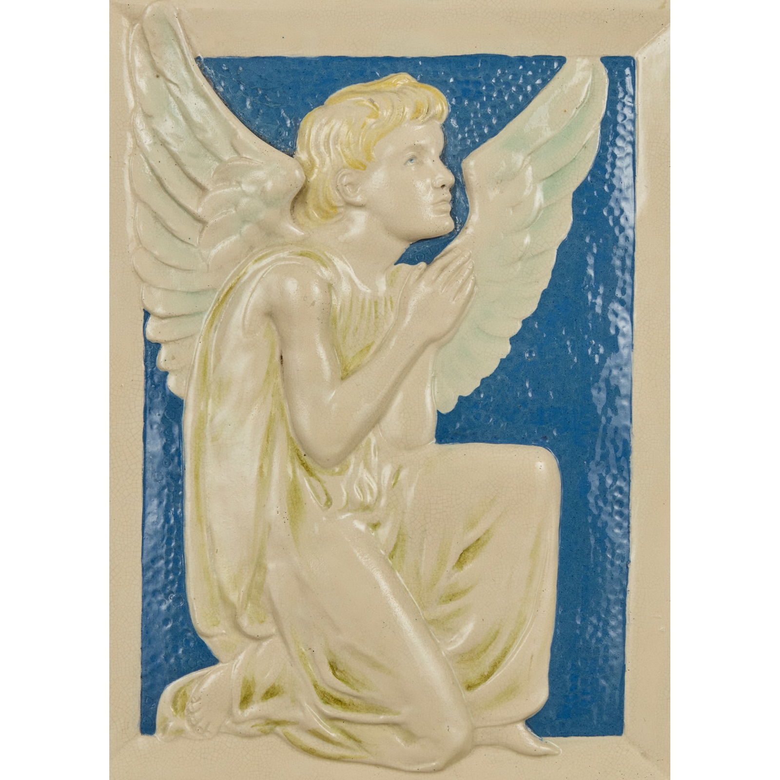 DELLA ROBBIA POTTERY, BIRKENHEAD: DELLA ROBBIA POTTERY, BIRKENHEAD RELIEF PANEL, CIRCA 1900 glazed terracotta, framed 38.5cm x 30cm (frame size 45.5cm x 37cm)