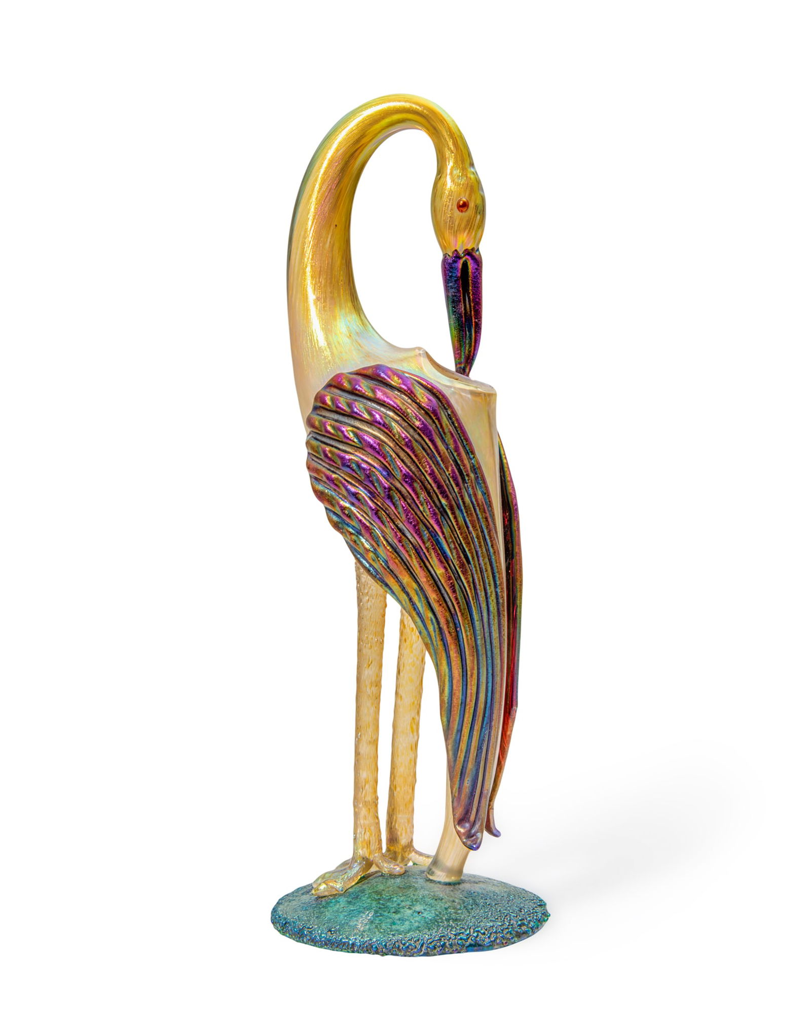 LOETZ: LOETZ FLAMINGO VASE, 1904 iridescent glass 41.6cm high