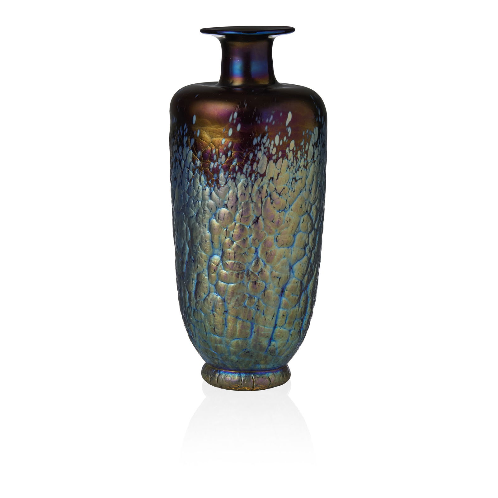 LOETZ: LOETZ 'LAVA' VASE, PHÄNOMEN GRE 377, CIRCA 1900 cobalt blue and iridescent glass, etched to base LOETZ/ AUSTRIA 24cm high