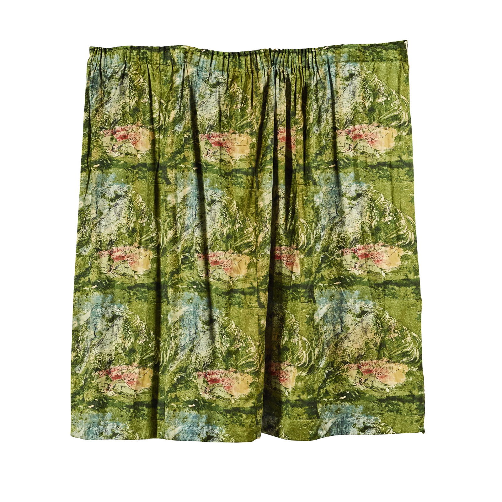 JOHN PIPER (1903-1992) FOR A. SANDERSON & SONS: JOHN PIPER (1903-1992) FOR A. SANDERSON & SONS 'THE GLYDERS' PATTERN CURTAIN, 1960's screen printed 'Sanderlin' textile, green colourway 177cm x 229cm