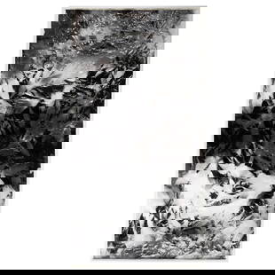 § WALEAD BESHTY (BRITISH/AMERICAN 1977-): WALEAD BESHTY (BRITISH/AMERICAN 1977-) PICTURE MADE BY MY HAND WITH THE ASSISTANCE OF LIGHT, 2011 black and white fiber-based photographic paper, unique 287cm x 140cm (113in x 55in) with Thomas Dane G