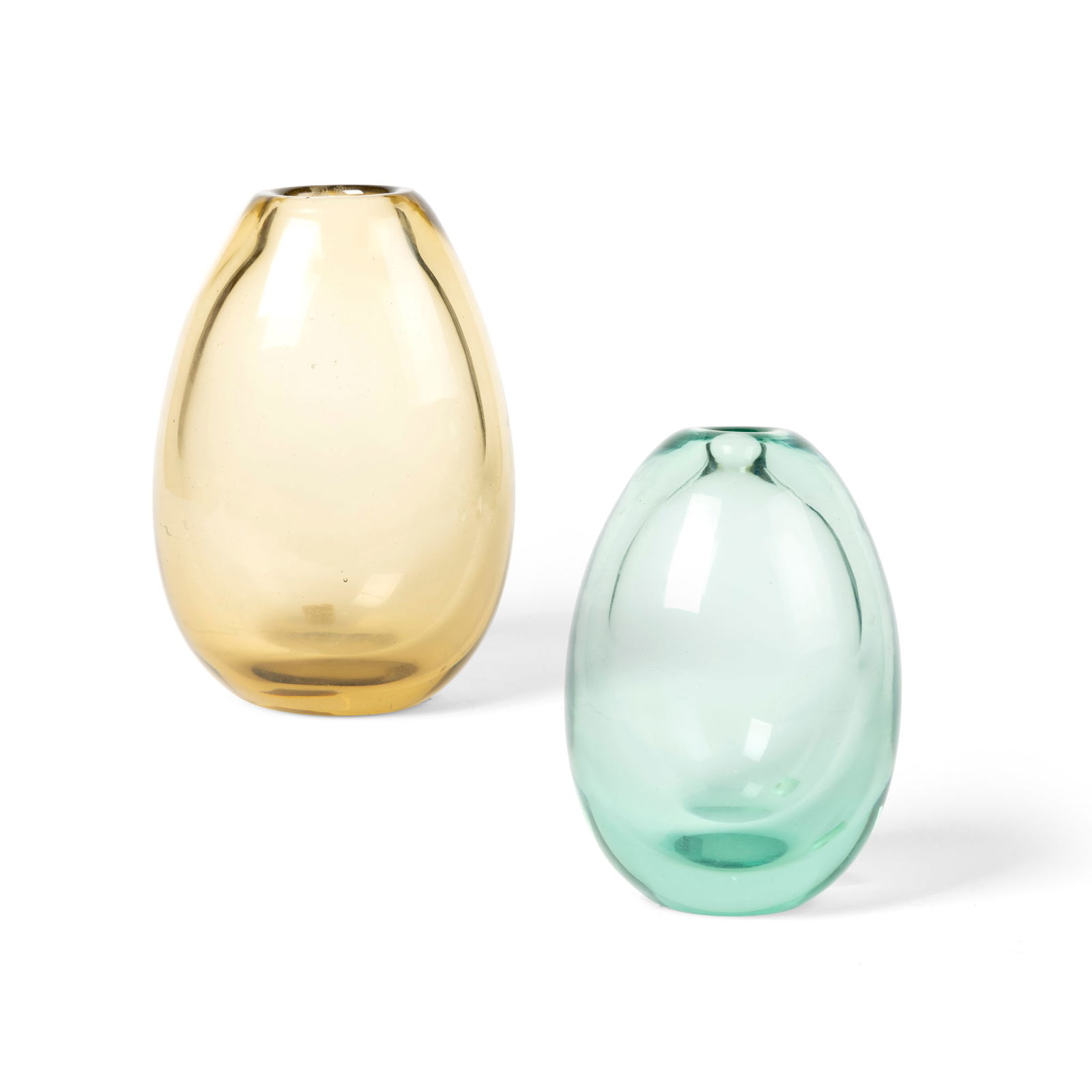 § FLAVIO POLI (ITALIAN 1900-1984) FOR SEGUSO VETRI D'ARTE: FLAVIO POLI (ITALIAN 1900-1984) FOR SEGUSO VETRI D'ARTE TWO VASES each with applied manufacturer's label, glass the larger example: 25cm high (9 ¾in high); the smaller example: 19cm high (7 ½