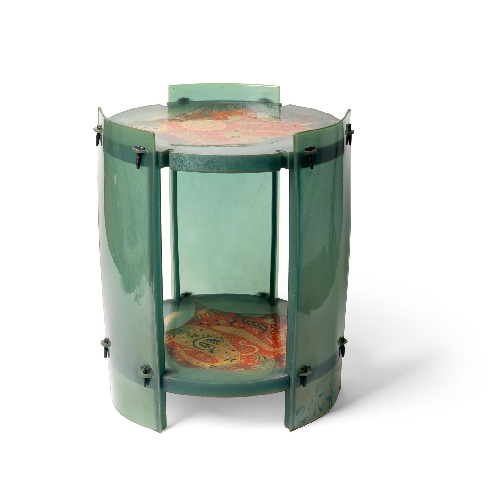 § GAETANO PESCE (ITALIAN 1939-2024) FOR ZERODISEGNO: GAETANO PESCE (ITALIAN 1939-2024) FOR ZERODISEGNO NOBODY'S PERFECT 'ETRO' TABLE, 2004 with moulded signature and manufacturer's mark, numbered 182 and dated 21/04/04, resin fixed with plastic pegs 49.