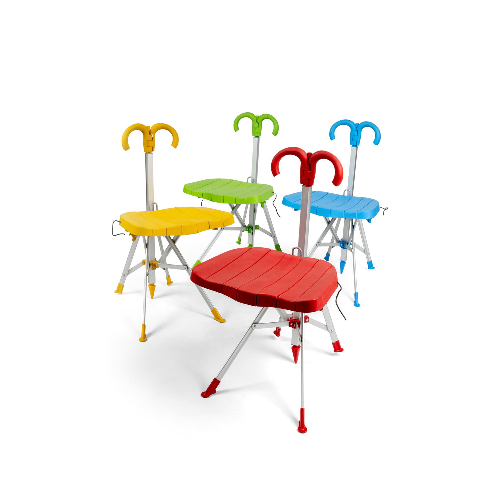 § GAETANO PESCE (ITALIAN 1939-2024) FOR ZERODISEGNO: GAETANO PESCE (ITALIAN 1939-2024) FOR ZERODISEGNO FOUR UMBRELLA CHAIRS with manufacturer's stamp, cast resin, aluminium frame, leather ties 81cm high,43cm wide, 55cm deep (32in high, 17in wide, 21 