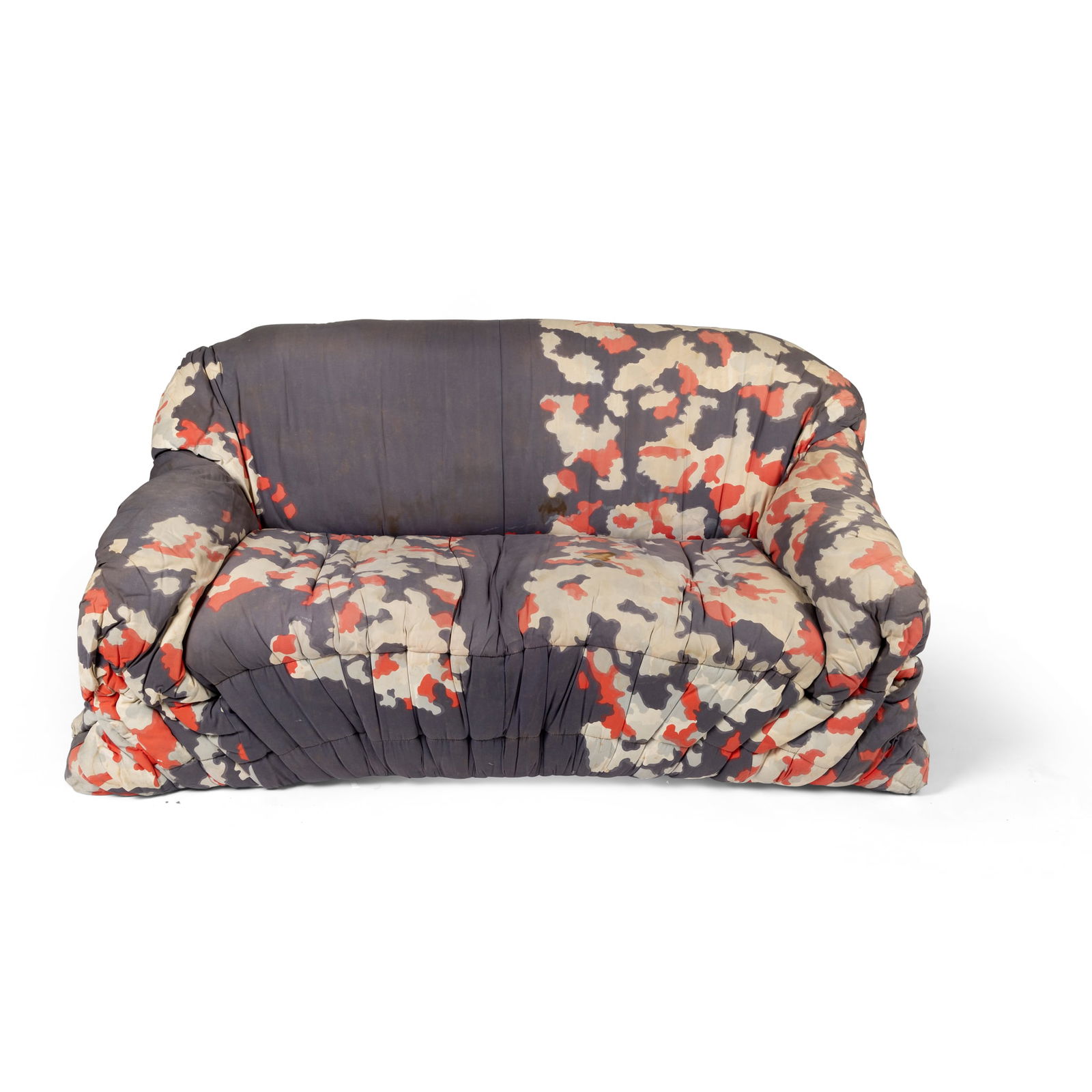 § GAETANO PESCE (ITALIAN 1939-2024): GAETANO PESCE (ITALIAN 1939-2024) 'SIT DOWN' TWO-SEATER SOFA cotton upholstery 70cm high, 157cm wide, 78cm deep, (27 ½in high, 61 ¾in wide, 30 ¾in deep) The Steve Allison Collectio
