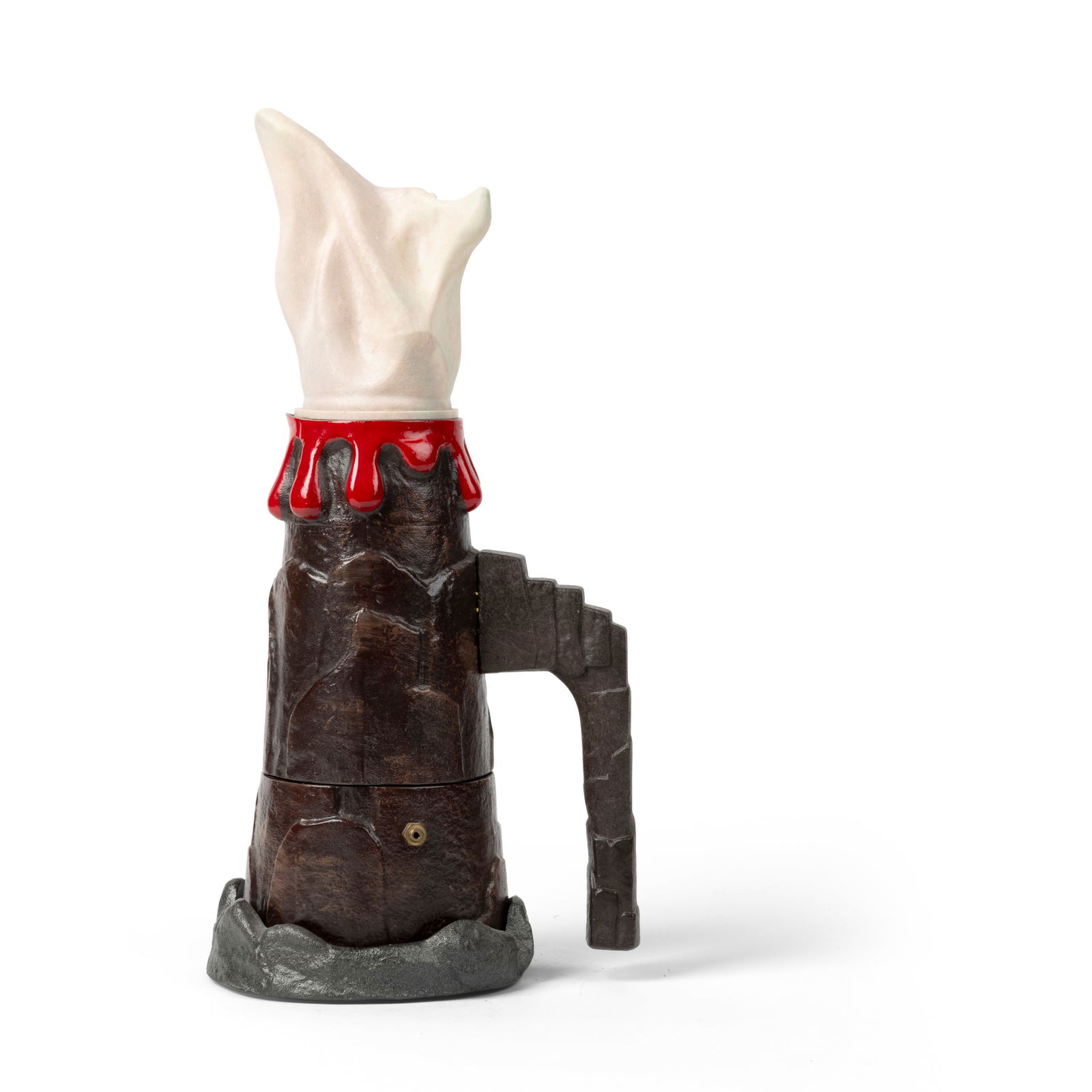 § GAETANO PESCE (ITALIAN 1939-2024) FOR ZANI & ZANI: GAETANO PESCE (ITALIAN 1939-2024) FOR ZANI & ZANI 'VESUVIO' COFFEE MAKER, 1992 with impressed signature to the base, cast aluminium with resin top, in its original box 36cm high (14 ¼in high) The