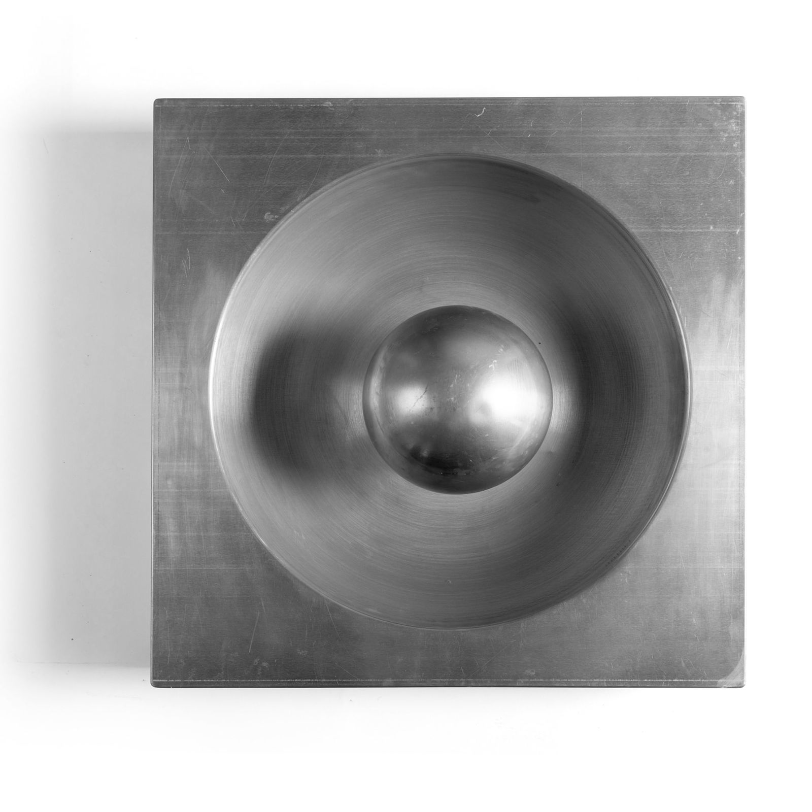 § VERNER PANTON (DANISH 1926-1998): VERNER PANTON (DANISH 1926-1998) 'SPIEGEL' WALL LIGHT, DESIGNED 1968 brushed steel 62cm x 62cm (24 3/8in x 24 3/8in) Private Collection, London.