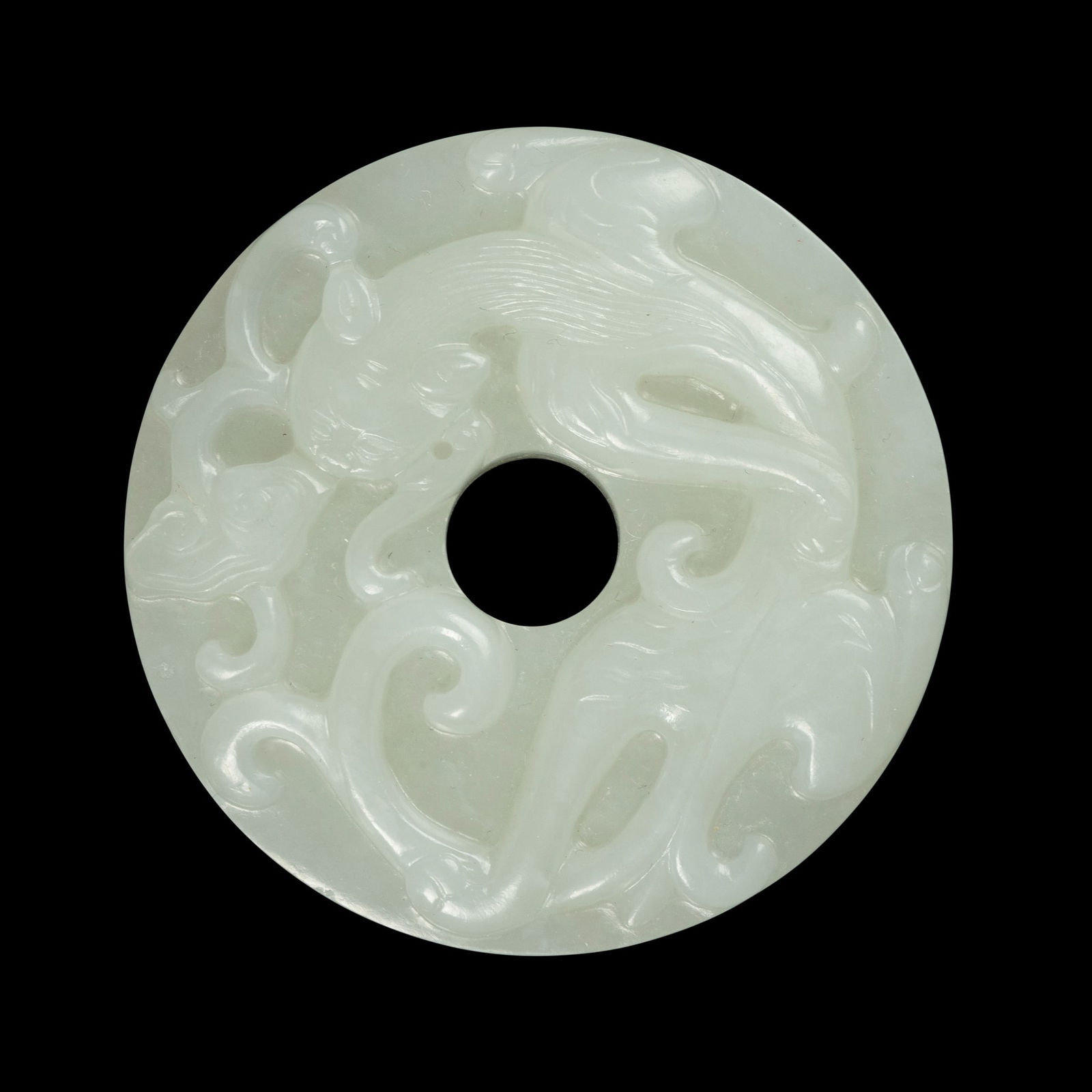 CHINESE WHITE JADE CARVING OF 'BI' PENDANT (1 of 2)