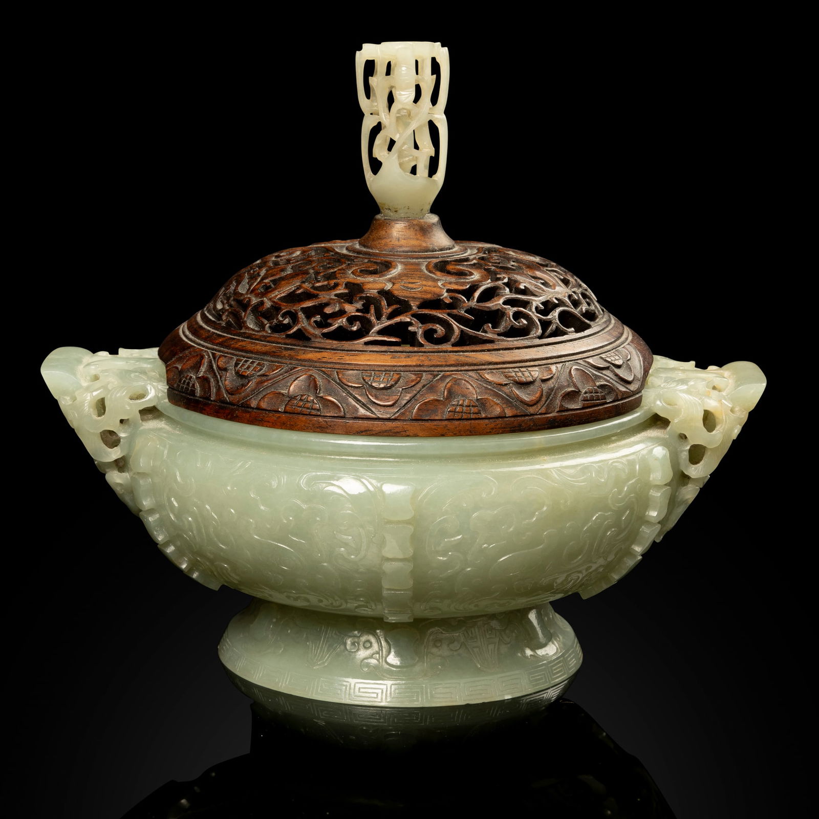CHINESE CELADON JADE ARCHAISTIC GUI-FORM CENSER (1 of 1)