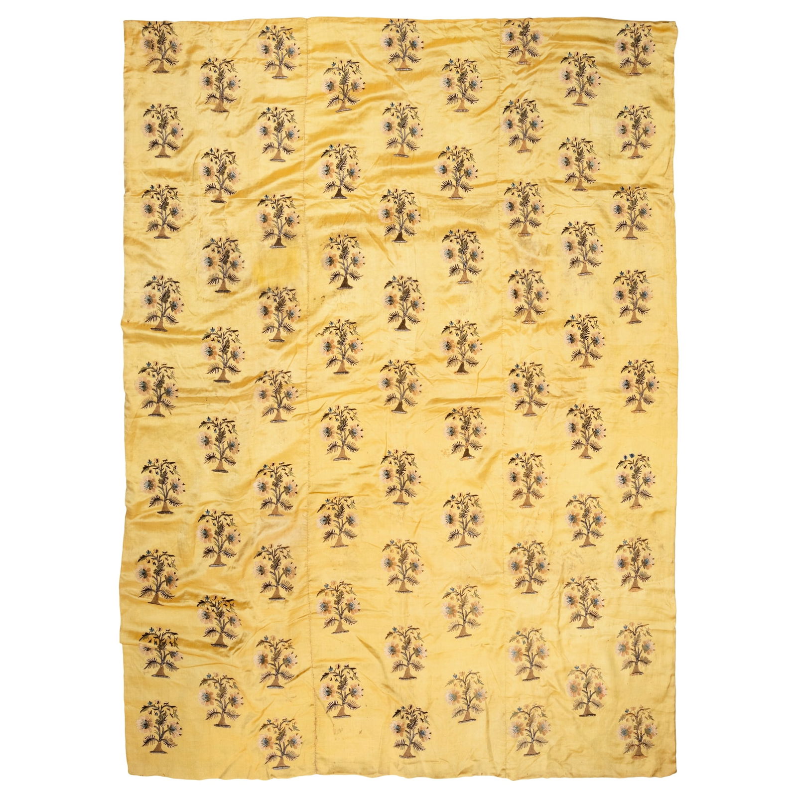 A FINE OTTOMAN SILK AND METAL-THREAD EMBROIDERED COVERLET OR WALL HANGING (1 of 2)