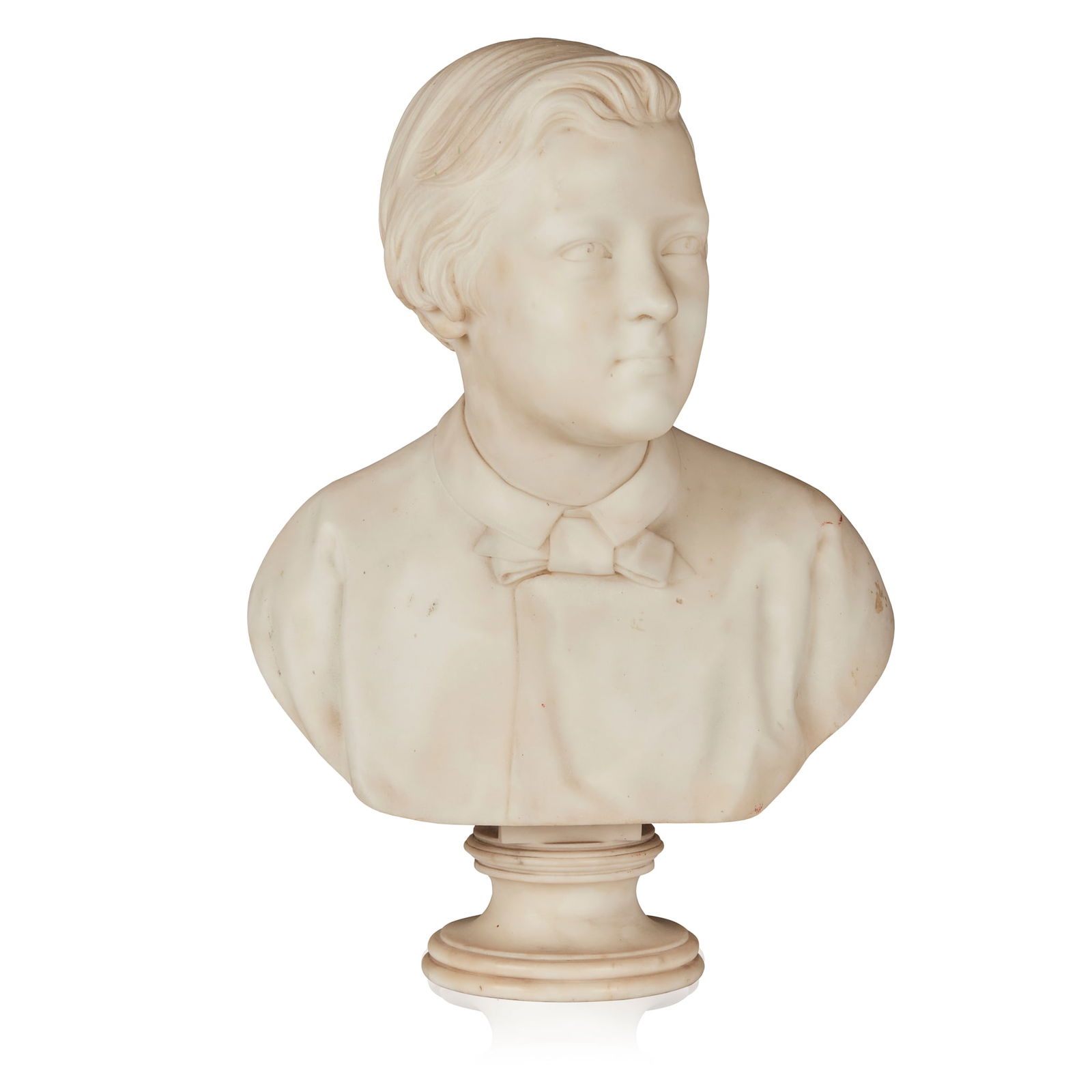 JOHN ADAMS-ACTON (BRITISH 1830-1910): JOHN ADAMS-ACTON (BRITISH 1830-1910) WHITE MARBLE BUST OF A BOY on a socle, signed JOHN ADAMS and dated ROME 1862 52cm high