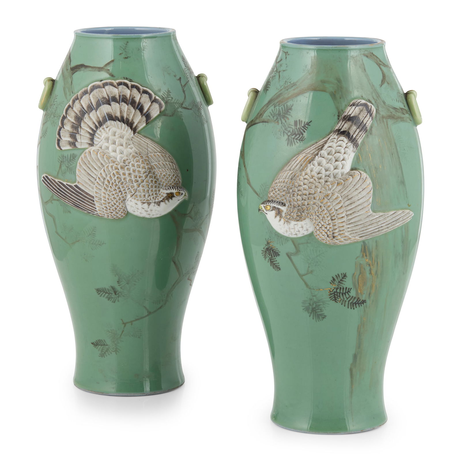 A PAIR OF JAPANESE MOULDED PORCELAIN VASES, BY KAWAMOTO HANSUKE (1 of 8)