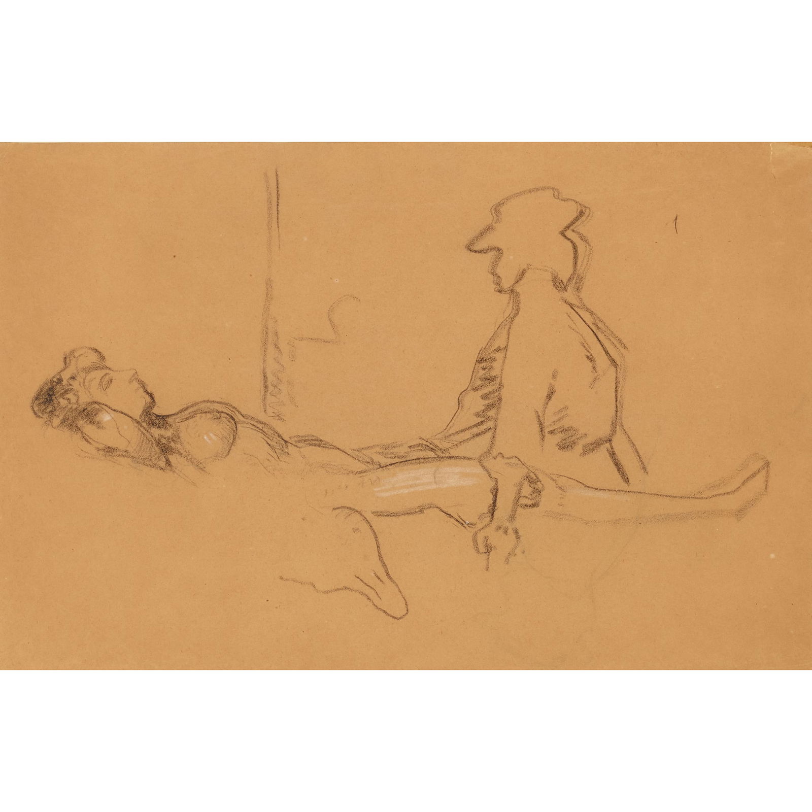 SPENCER FREDERICK GORE (BRITISH 1878-1914): SPENCER FREDERICK GORE (BRITISH 1878-1914) THE MODELS, c.1906-8 black chalk heightened with white chalk 23cm x 35cm (9in x 13 ¾in) Enid Marx;Sandra Lummis Fine Art, London, from whom acquired by