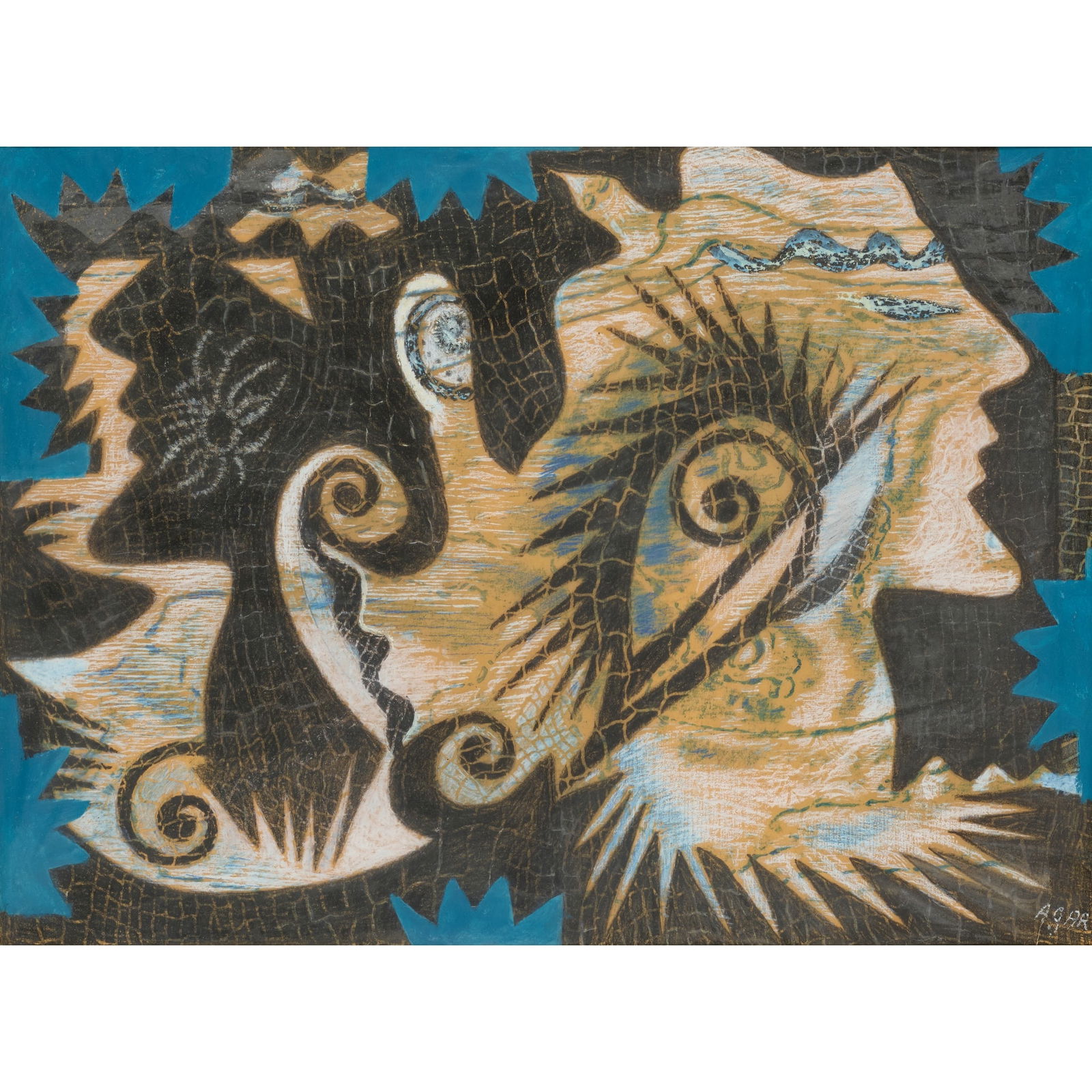 § EILEEN AGAR (BRITISH 1899-1991): EILEEN AGAR (BRITISH 1899-1991) LEDA AND THE SWAN signed, pastel and gouache on paper 37cm x 50cm (14 ½in x 19 ¾in) Sandra Lummis Fine Art, London, from whom acquired by Bernard Kelly. Liter