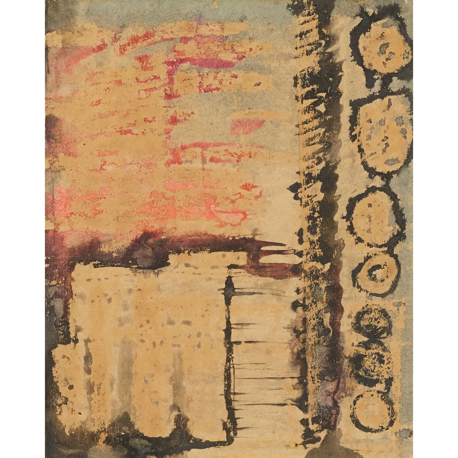 § JOHN PIPER (BRITISH 1903-1992): JOHN PIPER (BRITISH 1903-1992) STUDY FOR WATSON HOUSE MURALS signed, ink and watercolour on paper 20.5cm x 16.5cm (8in x 6 ½in) The following lots (260 – 275) represents the most complete c