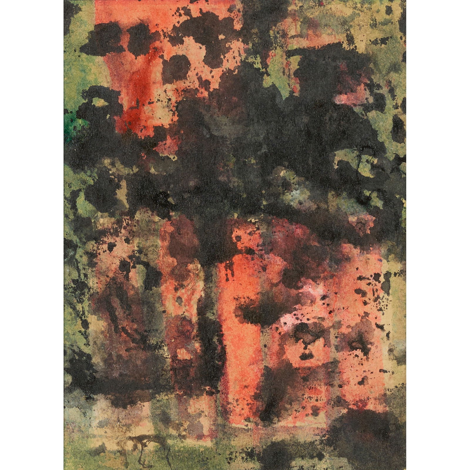 § JOHN PIPER (BRITISH 1903-1992): JOHN PIPER (BRITISH 1903-1992) STUDY FOR WATSON HOUSE MURALS gouache, ink and watercolour on paper 18.5cm x 13.5cm (7 ¼in x 5 ¼in) The following lots (260 – 275) represents the m