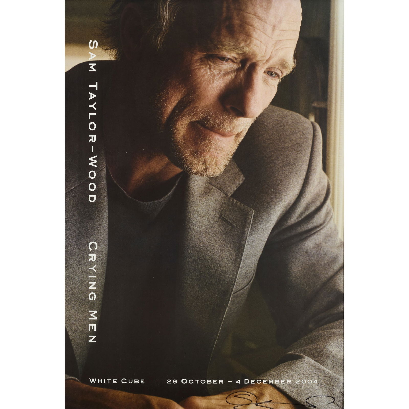 § SAM TAYLOR-JOHNSON (BRITISH B.1967): SAM TAYLOR-JOHNSON (BRITISH B.1967) 'CRYING MEN' EXHIBITION POSTER, 2004 Off-set lithograph on gloss paper, signed in black ink, published by White Cube, New York, on the occasion of the artist's exhi