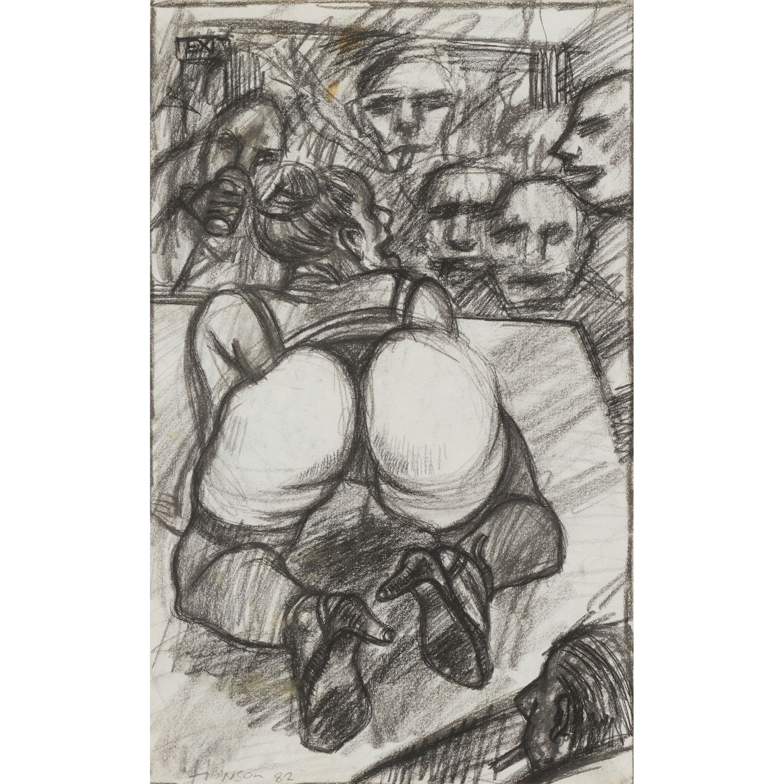 § PETER HOWSON O.B.E. (SCOTTISH B.1958): PETER HOWSON O.B.E. (SCOTTISH B.1958) STRIPPER, 1982 Signed and dated lower left, graphite 34cm x 21cm (13.25in x 8.25in)