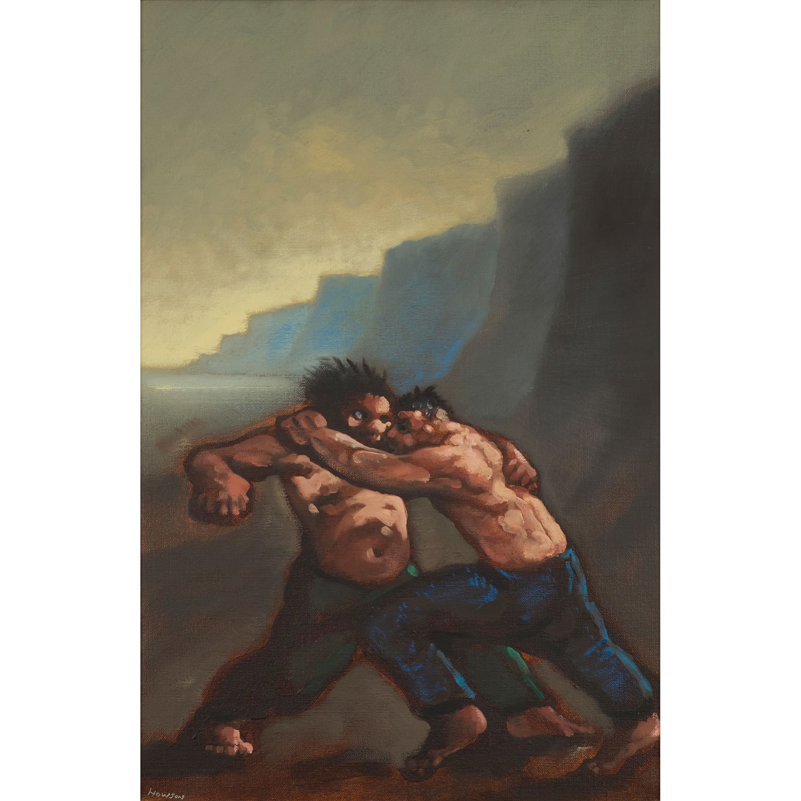 § PETER HOWSON O.B.E. (SCOTTISH B.1958): PETER HOWSON O.B.E. (SCOTTISH B.1958) THE CONFLICT, 1995 Signed lower left, oil on canvas 44cm x 29cm (17.25in x 11.5in)