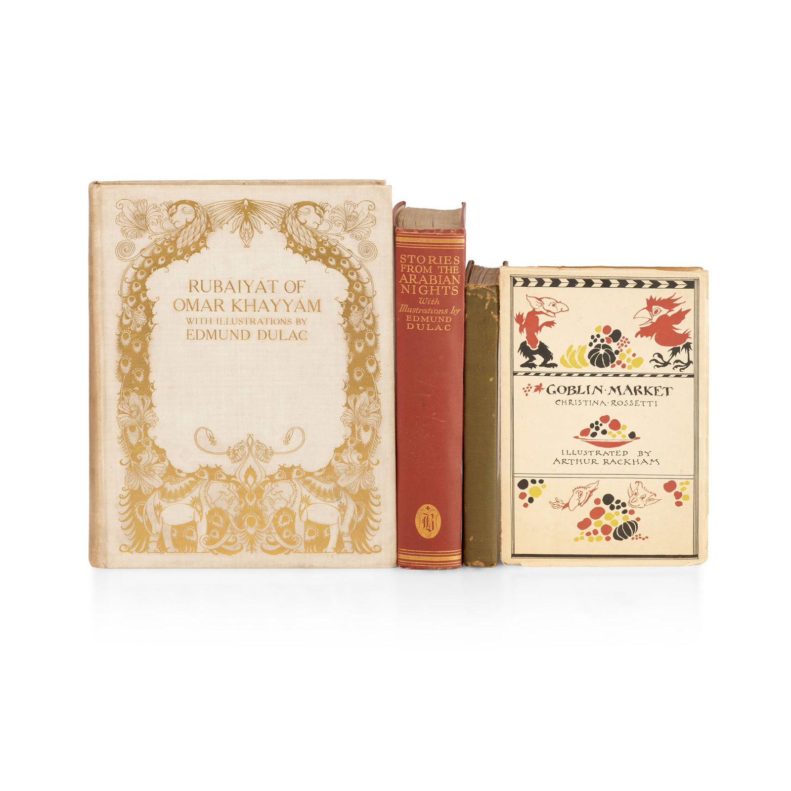 Edmund Dulac and Arthur Rackham: Edmund Dulac and Arthur Rackham 4 illustrated works Dulac, Edmund, illustrator. Rubaiyat of Omar Khayyam. London: Hodder and Stoughton, [n.d.] 4to, 20 tipped-in plates, original cream cloth gilt;Idem.