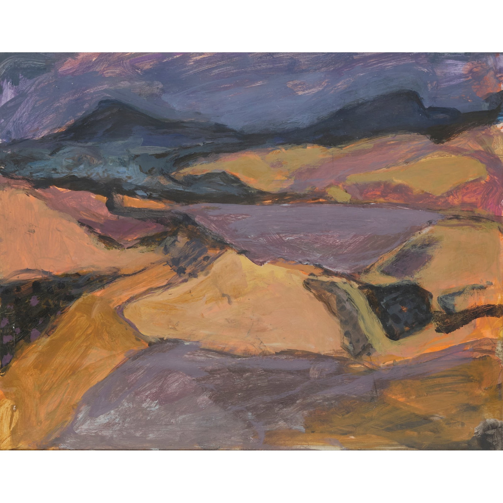 § SHEILA MCNAB MACMILLAN (SCOTTISH 1928-2018): SHEILA MCNAB MACMILLAN (SCOTTISH 1928-2018) MOORLAND Oil on canvas board 38cm x 49cm (15in x 15.25in)