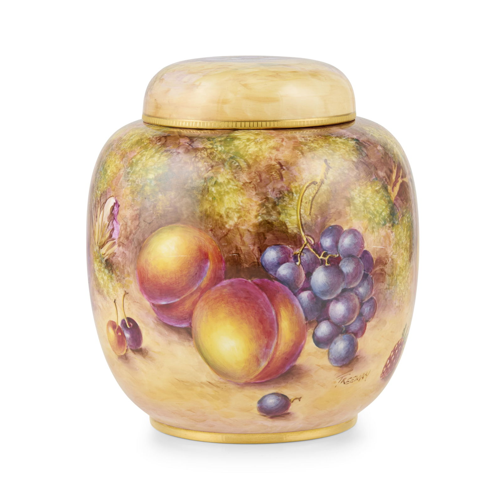 ROYAL WORCESTER FRUIT PAINTED GINGER JAR AND COVER BY JOHN FREEMAN (1 of 1)