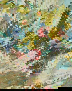 § DOROTHEA SHARP (BRITISH 1874-1955): DOROTHEA SHARP (BRITISH 1874-1955) SUMMER FLOWERS Signed, oil on board 48cm x 38cm (19in x 15in)
