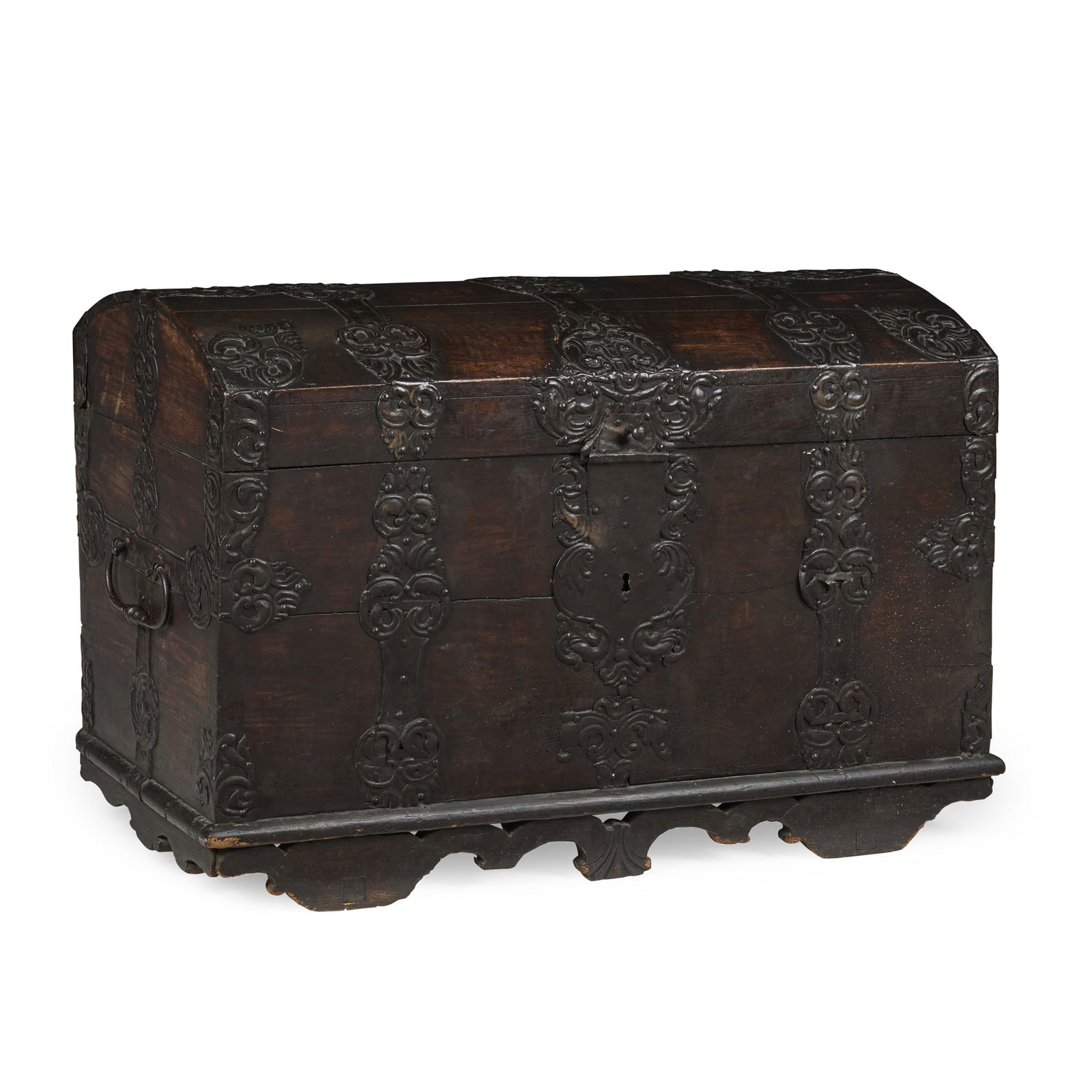 CONTINENTAL IRON AND METAL BANDED DOME-TOP CHEST (1 of 1)