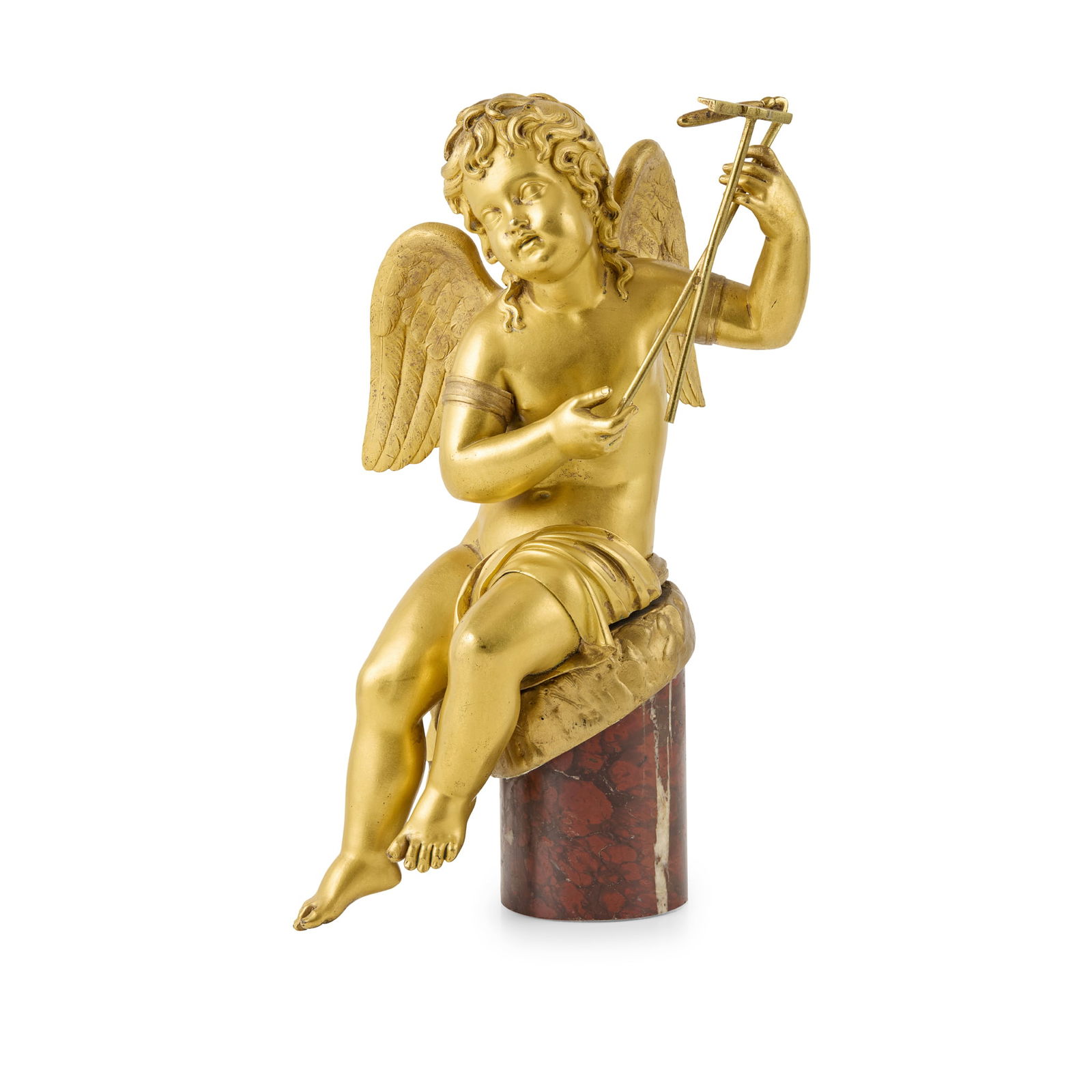FRENCH GILT BRONZE AND ROUGE MARBLE ALLEGORICAL FIGURE (1 of 1)
