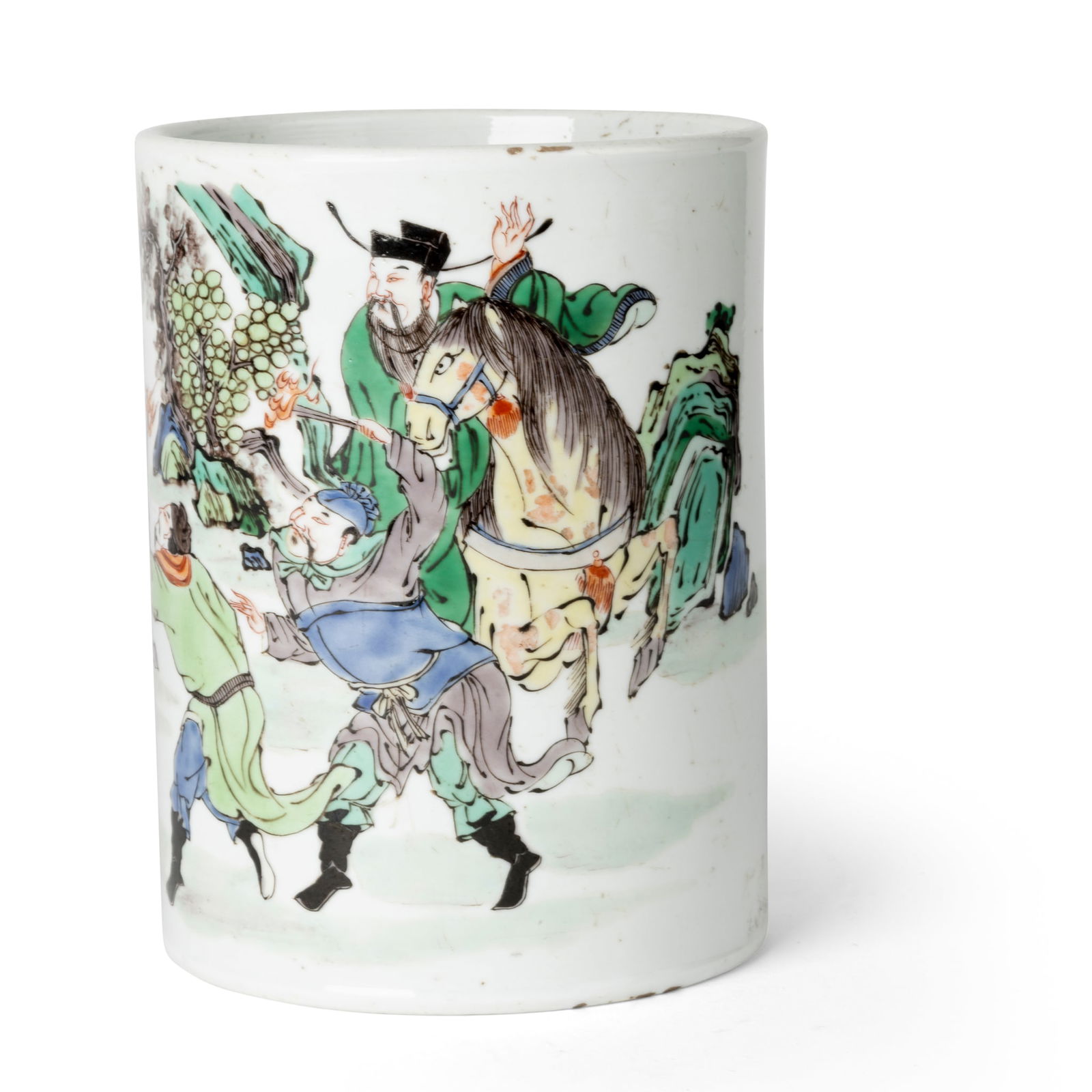 CHINESE WUCAI 'FIGURAL' BRUSH POT (1 of 2)