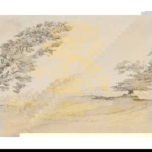 JAMES WARD R.A. (SCOTTISH 1769-1859): JAMES WARD R.A. (SCOTTISH 1769-1859) AN ELM AT HOLT, WILTSHIRE monogrammed, inscribed with title and dated ‘1826’ lower left, watercolour and pencil on paper 18cm x 22cm (7in x 8 ½in)