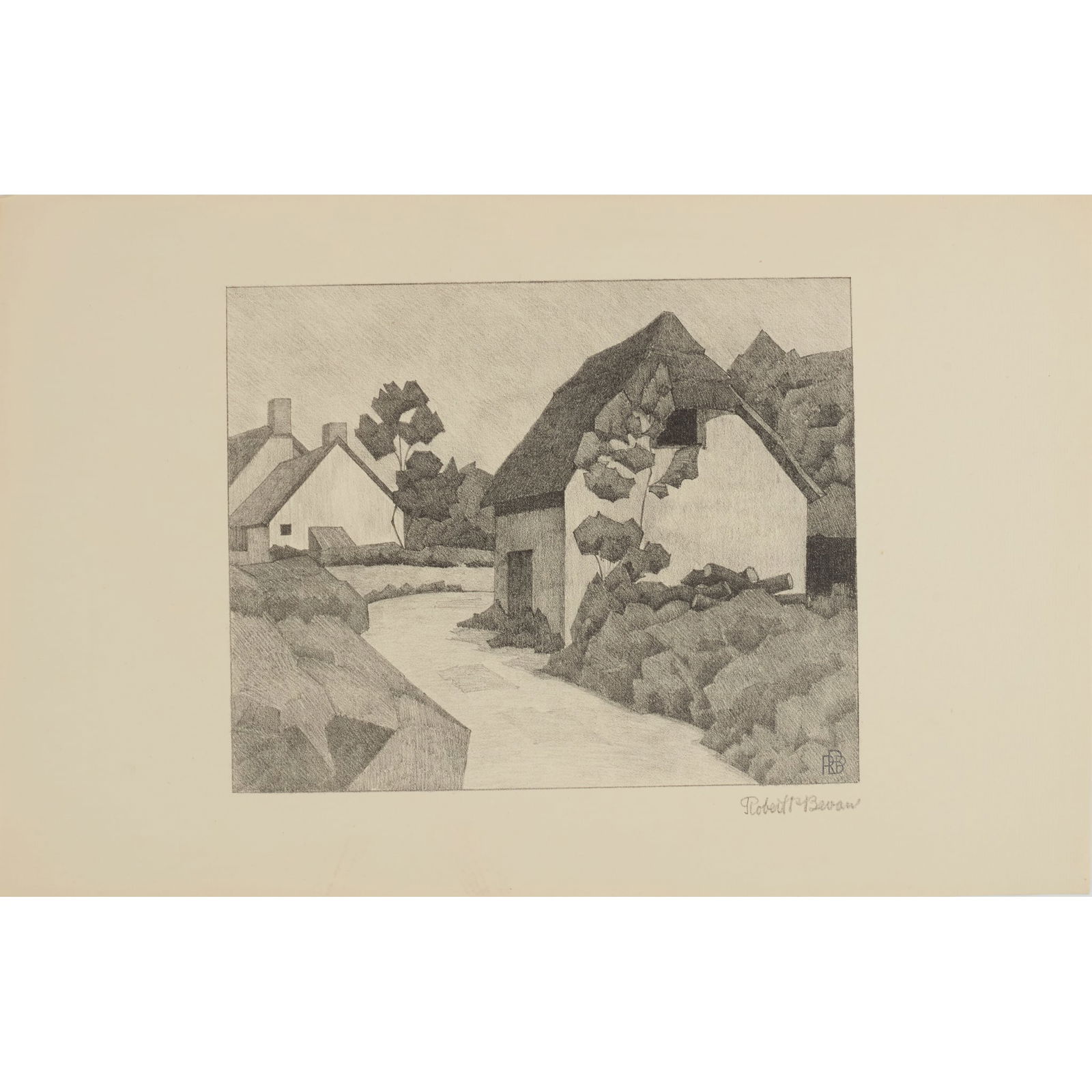 ROBERT POLHILL BEVAN (BRITISH 1865-1925): ROBERT POLHILL BEVAN (BRITISH 1865-1925) SMITHY BARN, BOLHAM - 1919 Lithograph, from the edition of 40, signed in pencil, with the stamped monogram the sheet 28.5cm x 44.5cm (11.25in x 17.5in),