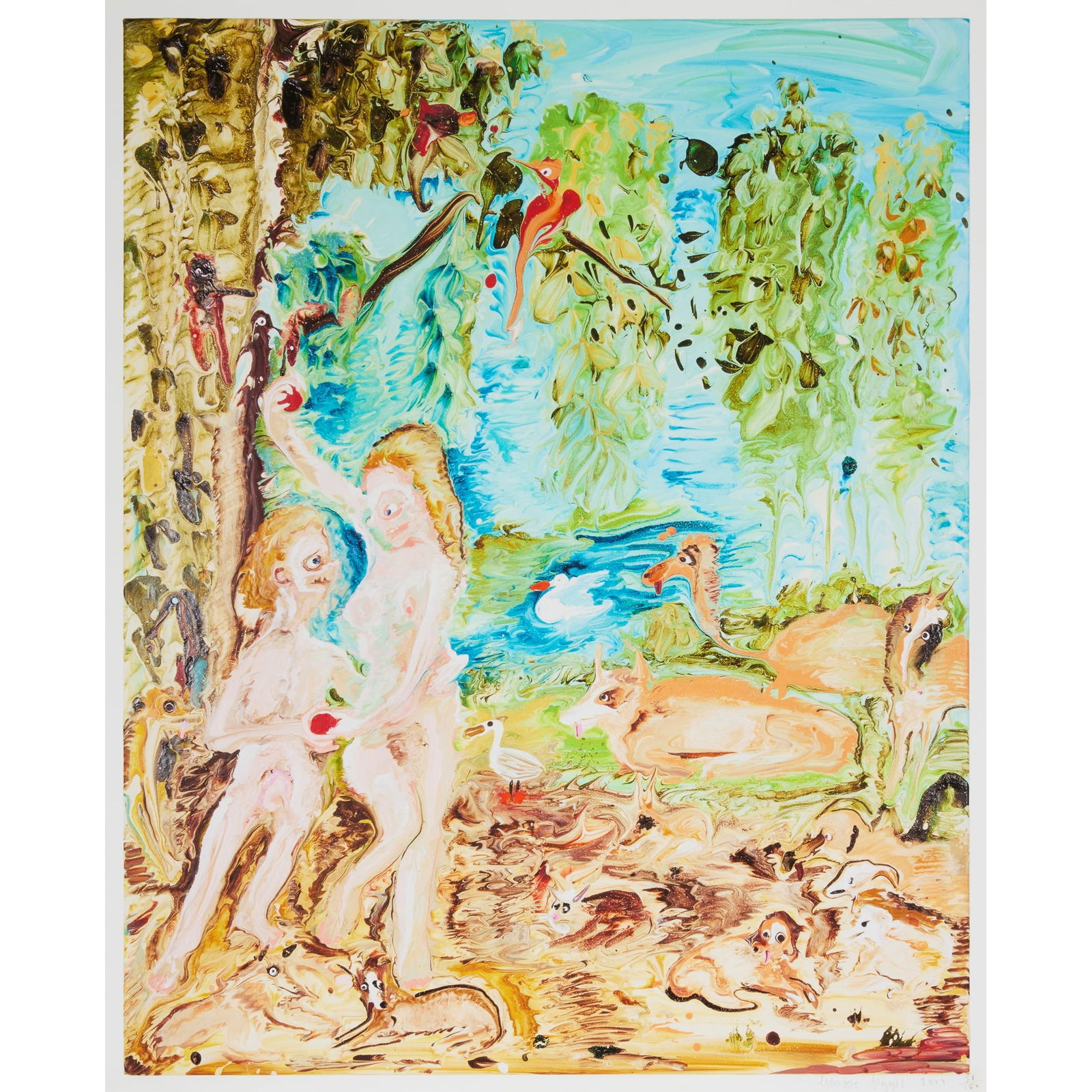 § GENIEVE FIGGIS (IRISH 1972-): GENIEVE FIGGIS (IRISH 1972-) ADAM AND EVE - 2019 Pigment giclée print, 51/150, signed, dated and numbered in pencil to margin the sheet 70cm x 56.5cm (27.5in x 22.25in), unframed