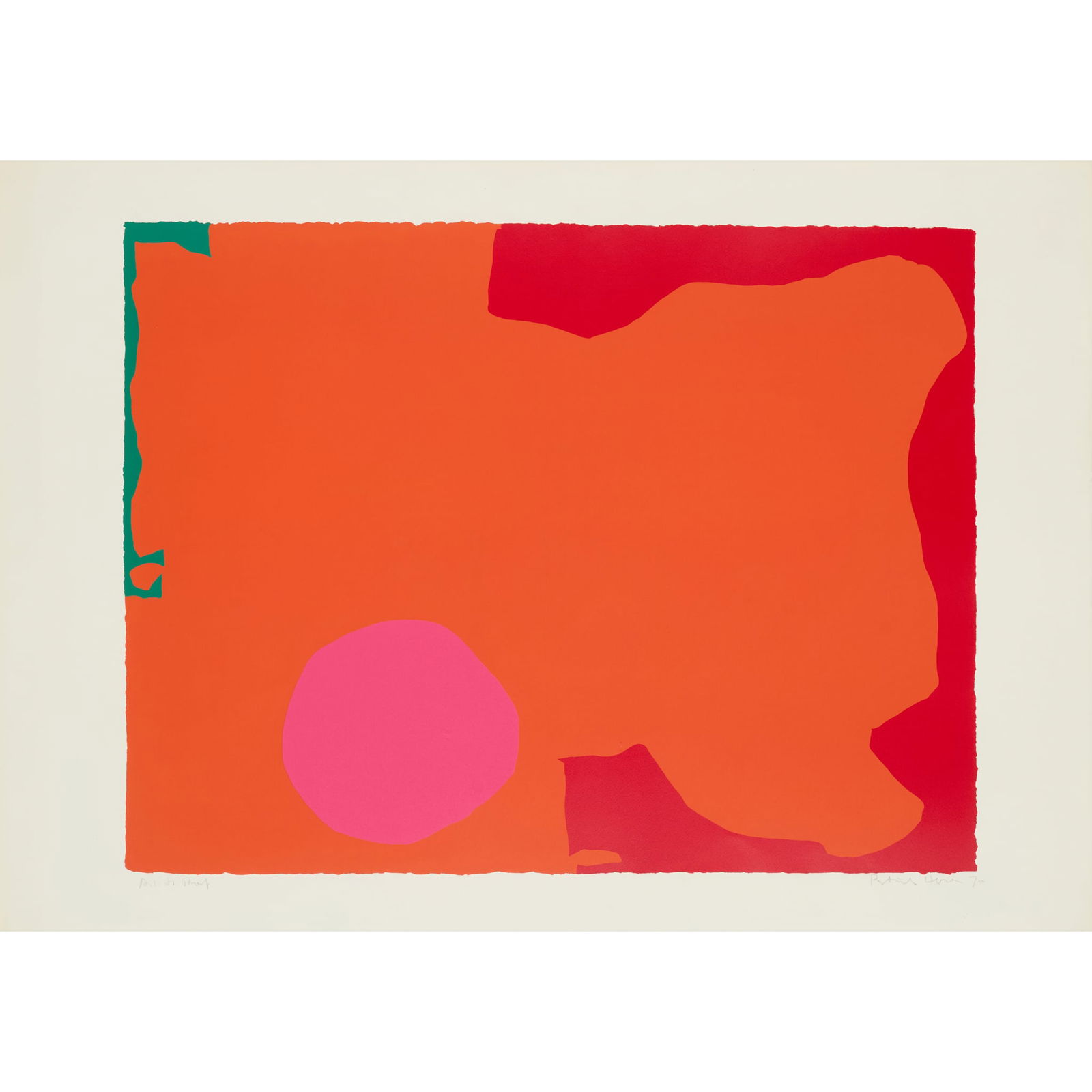 § PATRICK HERON C.B.E. (BRITISH 1920-1999): PATRICK HERON C.B.E. (BRITISH 1920-1999) MAGENTA DISK AND RED EDGE, APRIL - 1970 Screenprint, Artist's Proof, aside from edition of 100, signed, dated and inscribed in pencil to margin the sheet