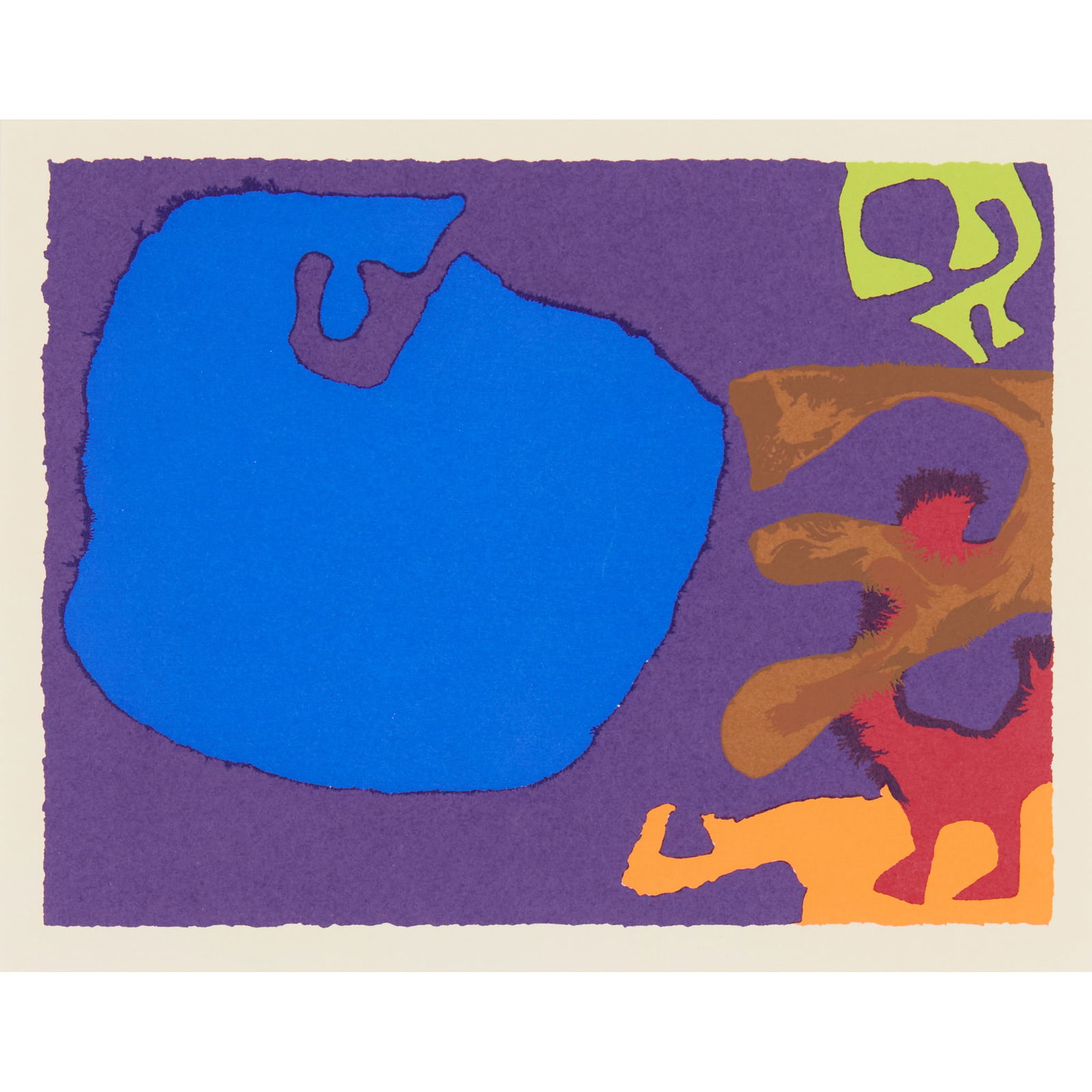 § PATRICK HERON C.B.E. (BRITISH 1920-1999): PATRICK HERON C.B.E. (BRITISH 1920-1999) NO. 6: BLUE WITH LIME, UMBER, DULL RED AND ORANGE IN VIOLET, JANUARY 1976, FROM 'SHAPES OF COLOUR' - 1978 Screenprint, 32/50, signed and numbered in pencil to