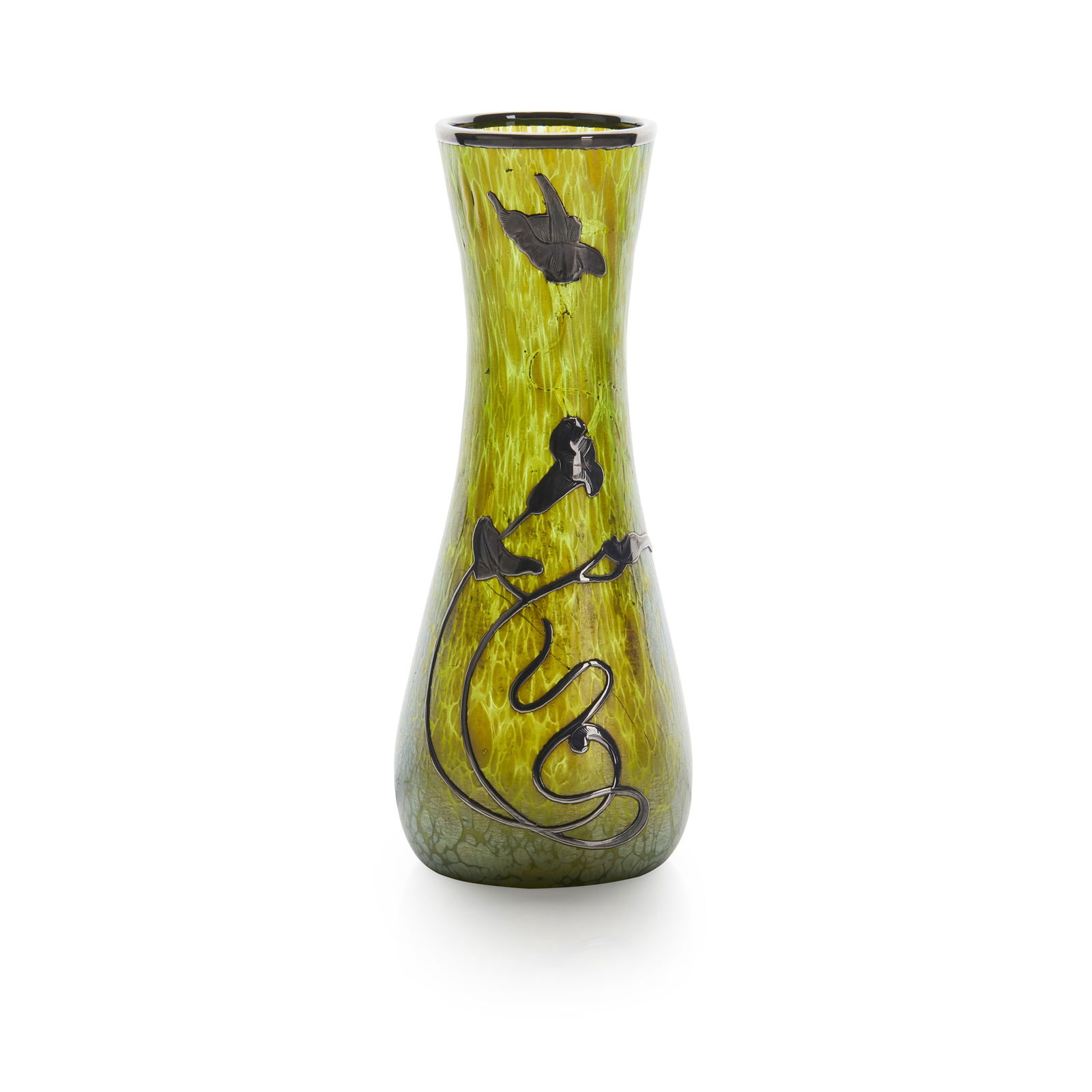 LOETZ, AUSTRIA: LOETZ, AUSTRIA SUCCESSIONIST 'CRETE' VASE, CIRCA 1900 iridescent papillon glass, with silver overlay 17.5cm high 