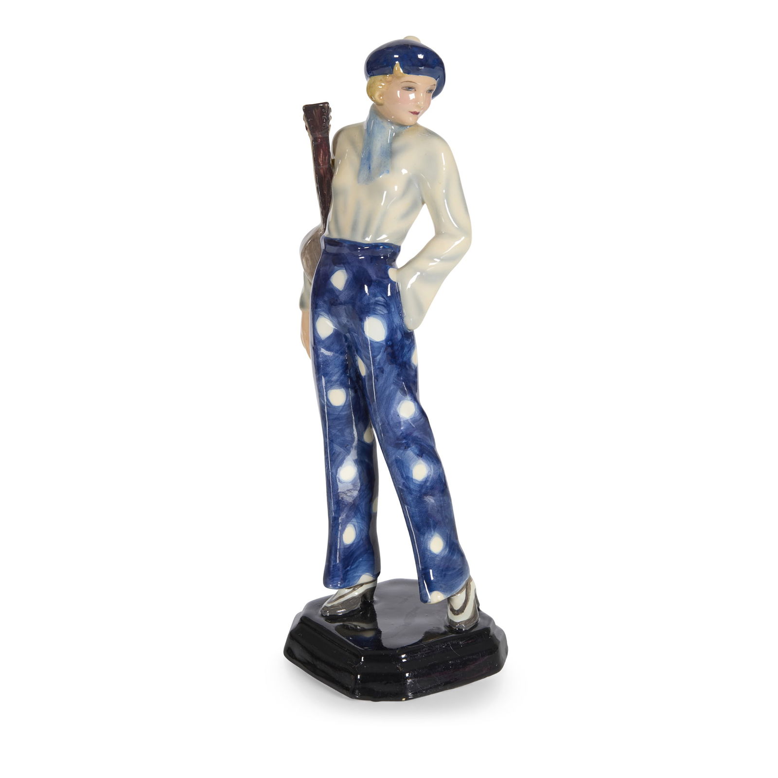 STEFAN DAKON (1904–1992) FOR GOLDSCHEIDER: STEFAN DAKON (1904–1992) FOR GOLDSCHEIDER 'DAISY', ART DECO FIGURE, CIRCA 1930 painted and glazed earthenware, stamped maker's mark, 362/ 114/ 6 DAKON 32cm high
