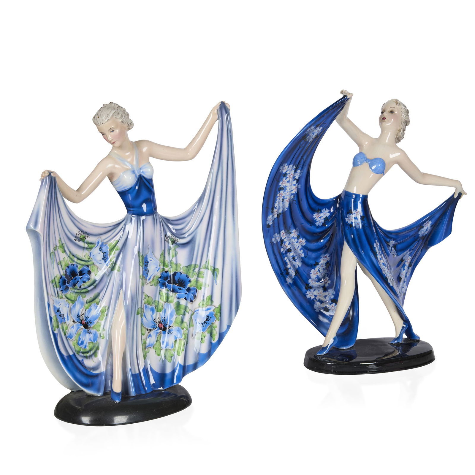 STEFAN DAKON (1904–1992) FOR GOLDSCHEIDER: STEFAN DAKON (1904–1992) FOR GOLDSCHEIDER ART DECO FIGURE OF A DANCER, CIRCA 1939 painted and glazed earthenware, impressed DAKON/ GOLDSCHEIDER/ WIEN/ 8126, 39.5cm high; together with another GO