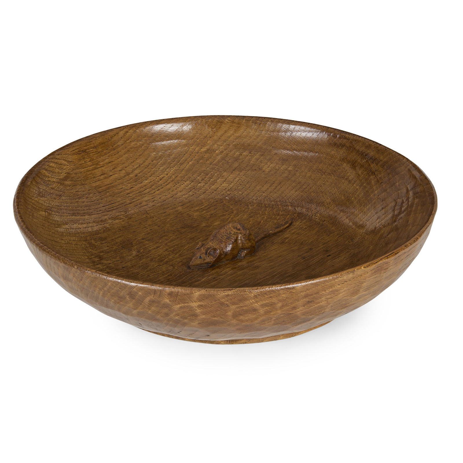 ROBERT 'MOUSEMAN' THOMPSON (1876-1955): ROBERT 'MOUSEMAN' THOMPSON (1876-1955) DEEP BOWL, 1950'S/60'S oak, with carved mouse signature 28cm diameter