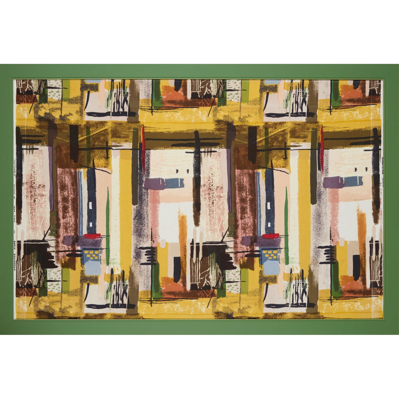 JOHN PIPER (1903-1992) FOR DAVID WHITEHEAD LTD.: JOHN PIPER (1903-1992) FOR DAVID WHITEHEAD LTD. 'COTSWOLD' FRAMED PANEL, CIRCA 1962 screen-printed cotton 72.5cm x 117cm (frame size 82cm x 127cm) Literature: Rayner G., Chamberlain R. and Stapleton A