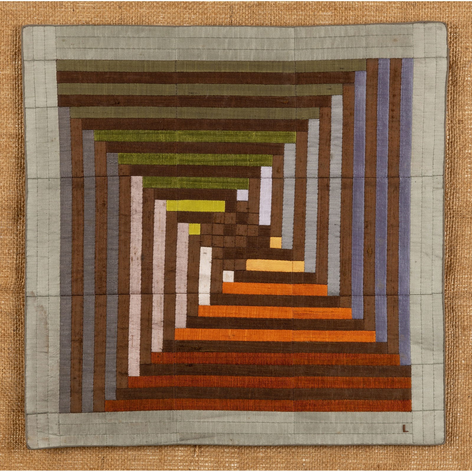 § LUCIENNE DAY O.B.E. (BRITISH 1917-2010): LUCIENNE DAY O.B.E. (BRITISH 1917-2010) WHIRLIGIG, c. 1980 initialled L in the weave (lower right), titled and inscribed (to reverse), silk mosaic tapestry mounted on board 38.5cm x 38.5cm (15 1/8in x