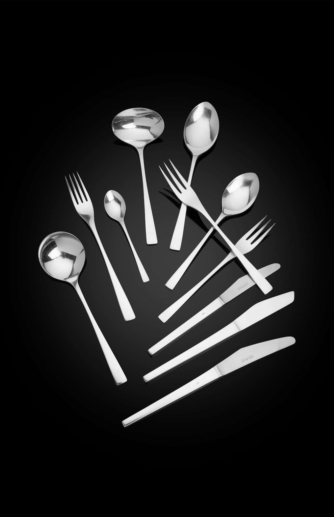 § DAVID MELLOR C.B.E. F.C.S.D. R.D.I. (BRITISH 1930-2009): DAVID MELLOR C.B.E. F.C.S.D. R.D.I. (BRITISH 1930-2009) RARE 'EMBASSY' CUTLERY SET, 1971/2 115 pieces, a dozen 9-piece settings plus serving spoons and ladles, stamped maker's marks, hallmarked for Sh