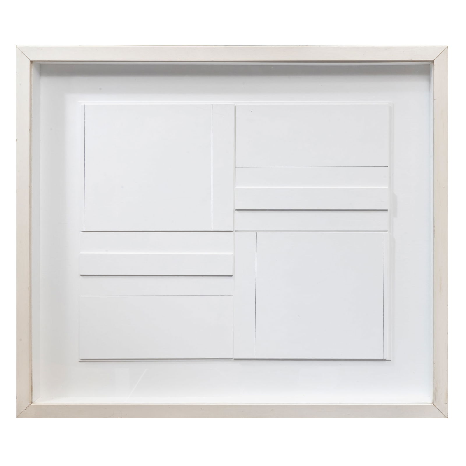 § ALAN REYNOLDS (BRITISH 1926-2014): ALAN REYNOLDS (BRITISH 1926-2014) STRUCTURE-79, 1979 signed in pen (to backboard), emulsion paint and lead pencil on card relief in Artist's frame 65.3cm x 75.5cm (25 ¾in x 29 ¾in) overa