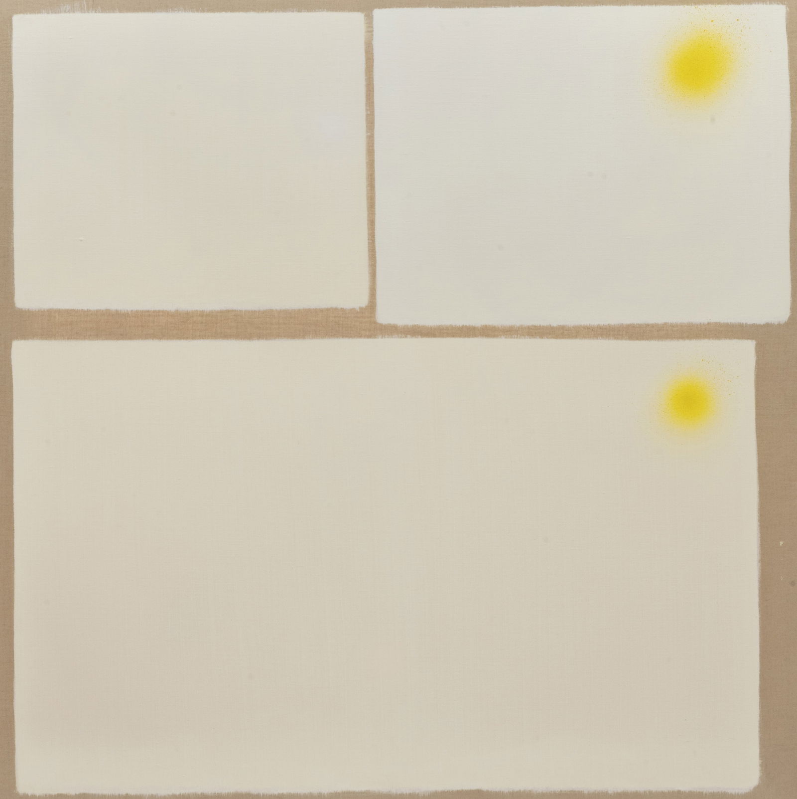 § BERNARD COHEN (BRITISH, 1933- ): BERNARD COHEN (BRITISH, 1933- ) FIRST PANEL PAINTING OF 1970, 1970 signed, titled and dated in pen (to reverse - on stretcher bar), acrylic on linen 90cm x 90cm (35 ½cm x 35 ½cm) with St