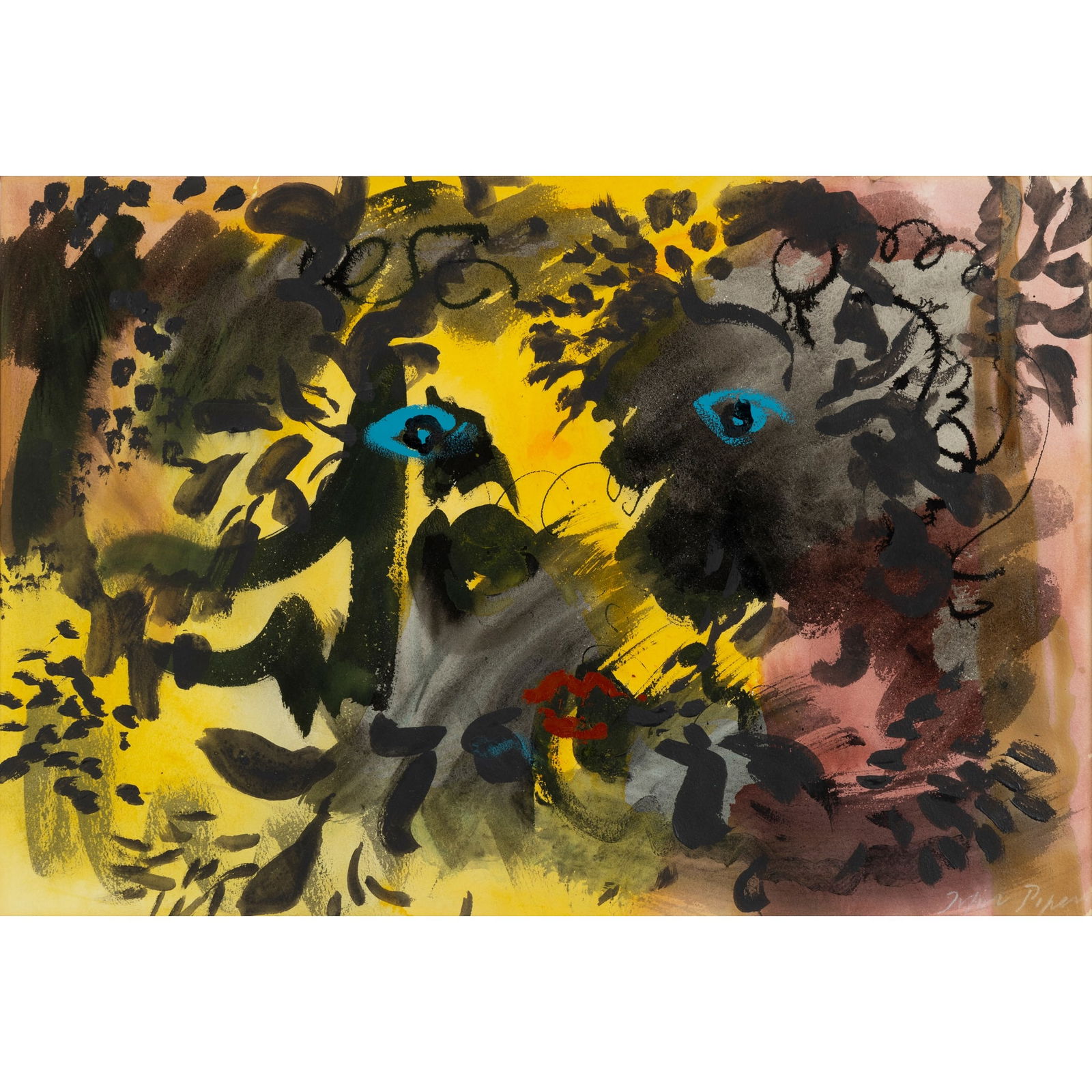 § JOHN PIPER C.H. (BRITISH 1903-1992): JOHN PIPER C.H. (BRITISH 1903-1992) FOLIATE HEAD signed (lower right), watercolour, ink and gouache on paper 37.5cm x 55.5cm (14 ¾in x 21 7/8in) Private Collection, London.