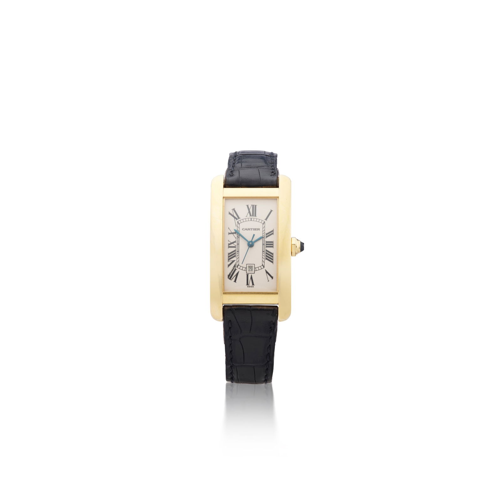 Cartier:  A gold self-winding rectangular wristwatch with date (1 of 1)