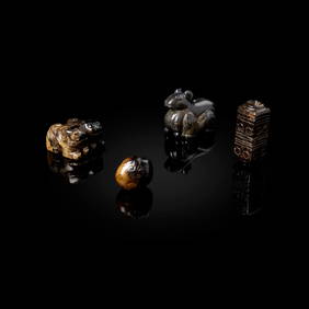 GROUP OF FOUR CHINESE RUSSET JADE CARVINGS (1 of 3)