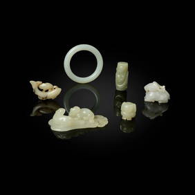 GROUP OF SIX CHINESE JADE CRAVINGS (1 of 2)