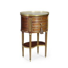 LOUIS XVI STYLE MAHOGANY, BRASS BANDED, AND MARBLE TOPPED TABLE DE CHEVET (1 of 1)