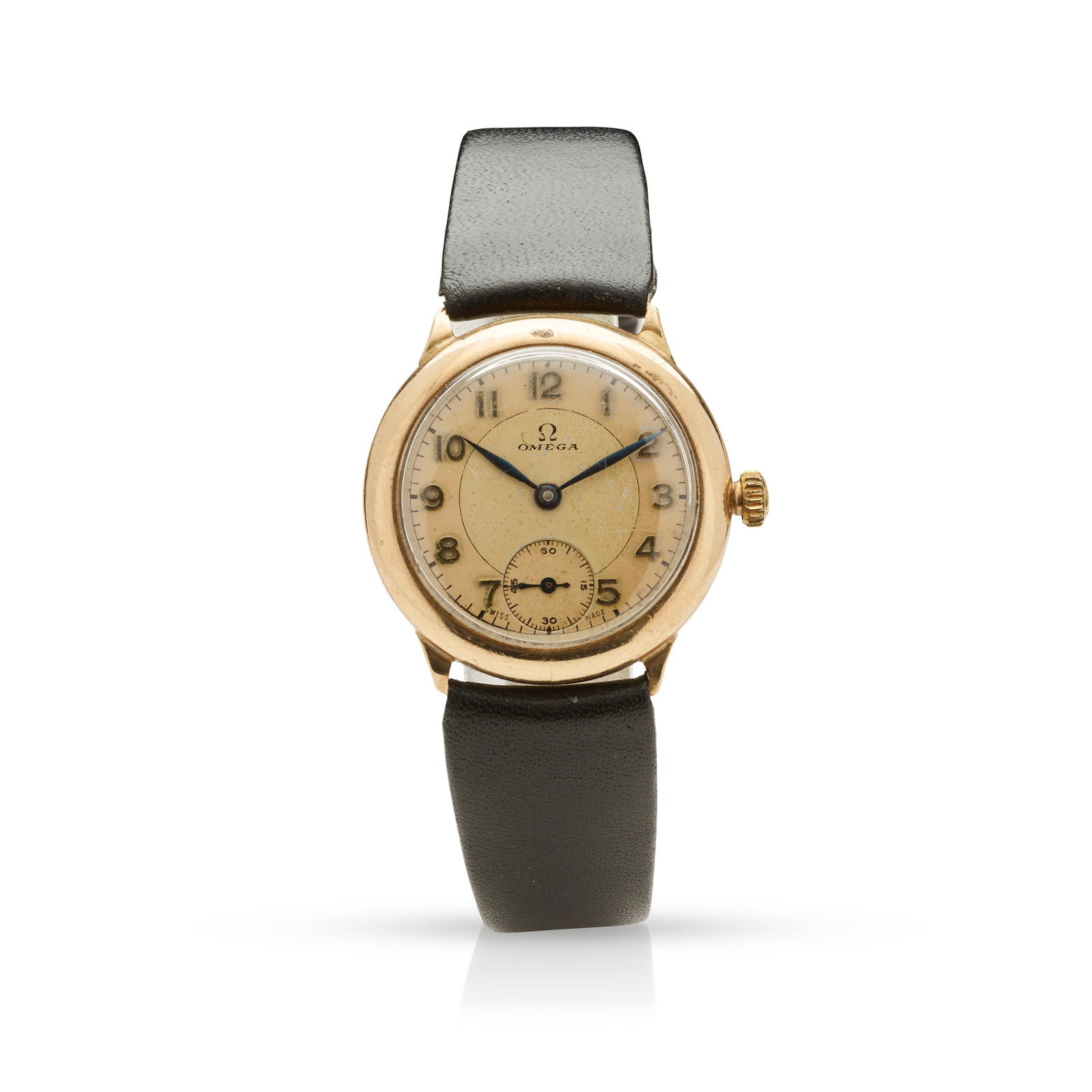 Omega. An unusual 9k gold mechanical wristwatch with two-tone dial (1 of 1)